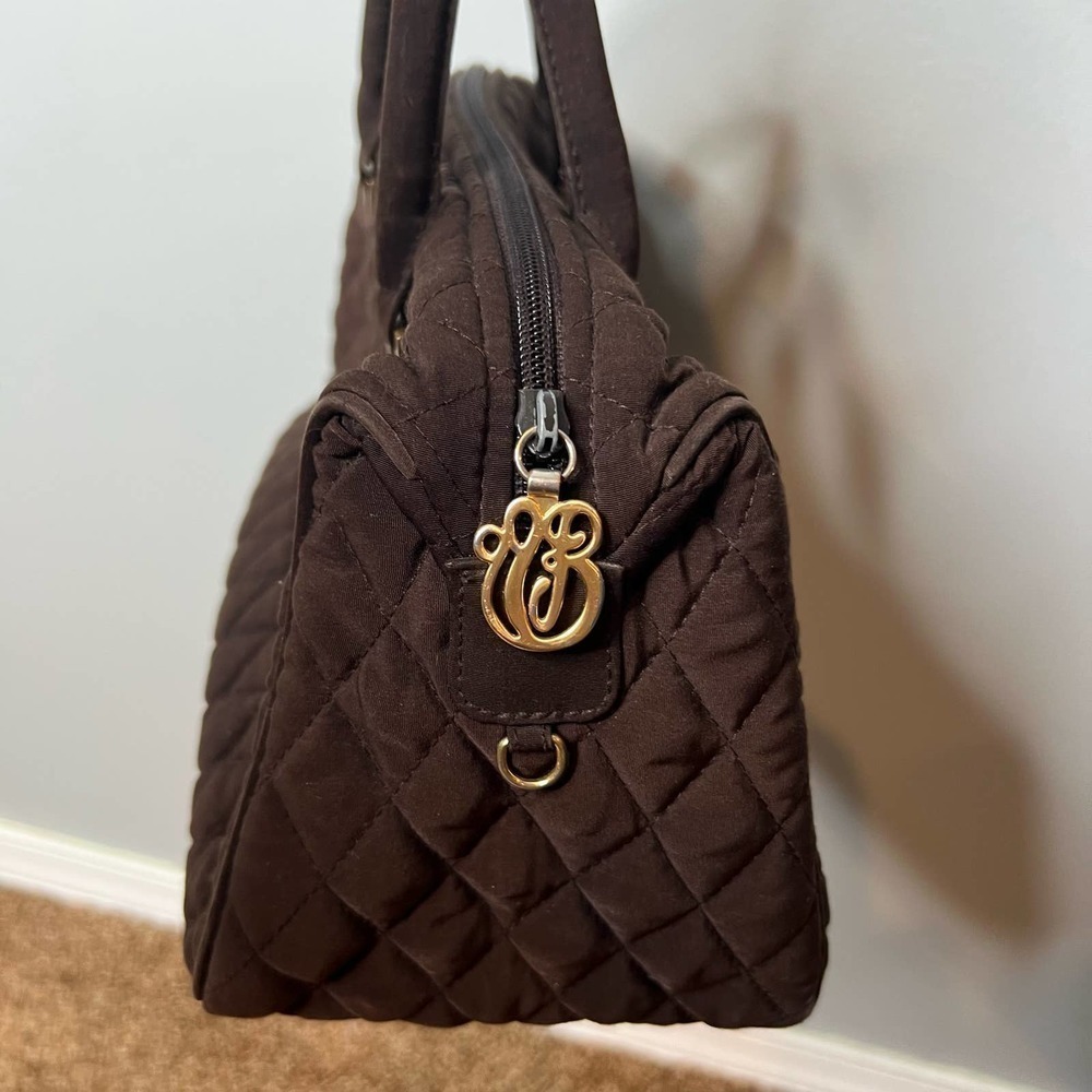 Vera Bradley Simple Basic Solid Quilted Brown Two… - image 4